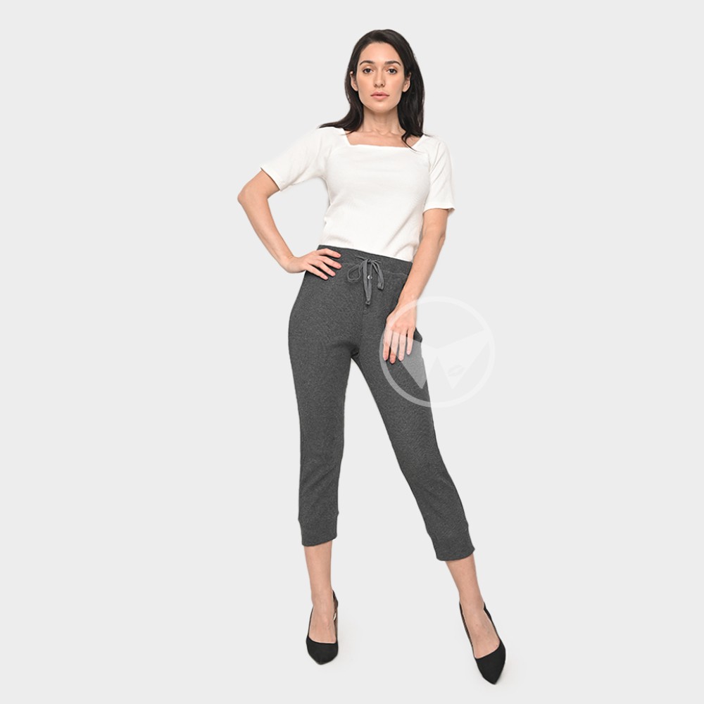 CELANA JOGER JOGGER PANTS WANITA CEWEK PANTS KEKINIAN Kiko Uniqlo Japanese Knitted - Grey