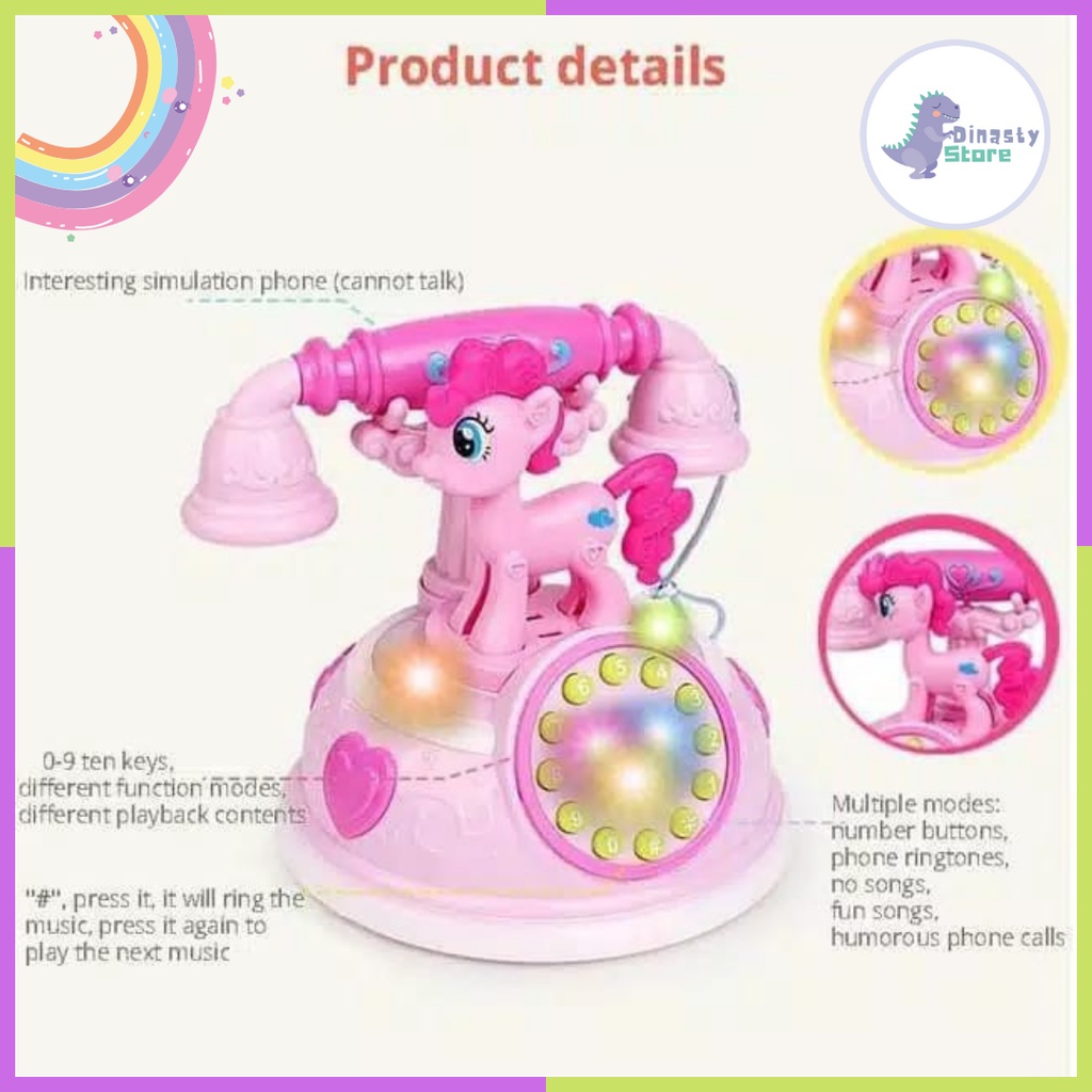 Mainan Telepon My Little PONY Telpon Mainan Anak Kuda Pony Berbunyi Telpon Suara Dering Lagu dan Lam