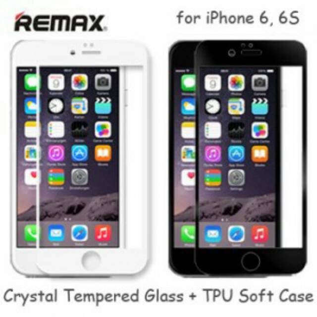 Remax Crystal Set Tempered Glass TPU Soft Case iPhone 6 6S GL-08