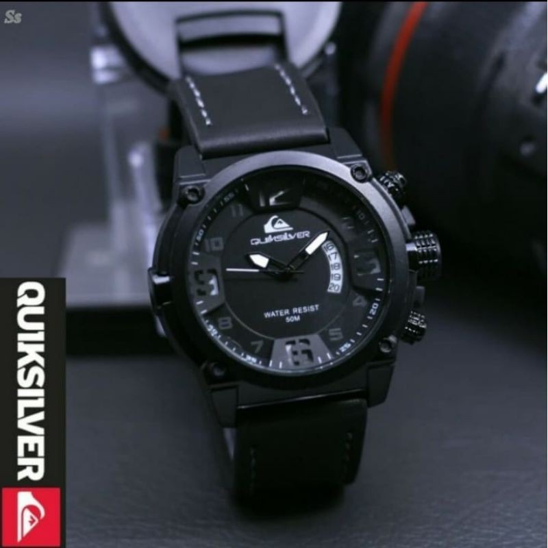 JAM TANGAN QUIXSILVER PRIA TANGGAL AKTIF TALI KULIT