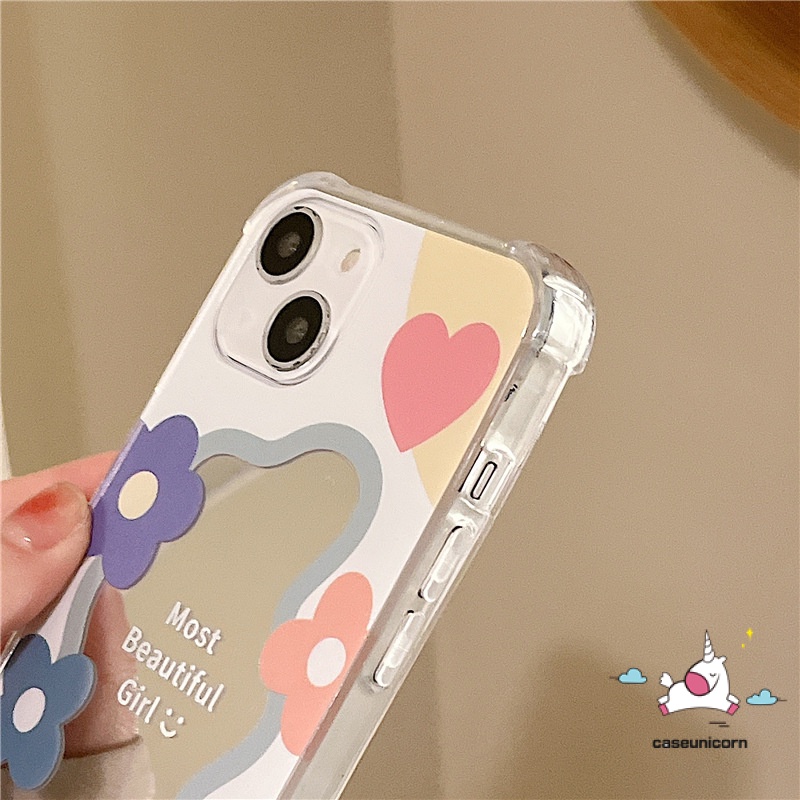 Soft Case Motif Bunga Dengan Cermin Untuk iPhone 7plus 8plus 7 8 Plus 11 13 12 Pro MAX X XR XS MAX SE 2020