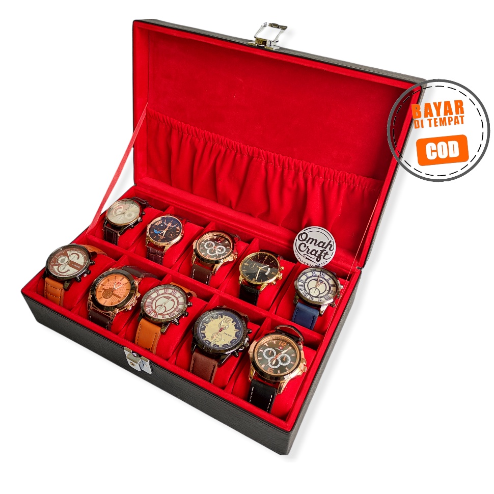 PROMO TERMURAH - Box Jam Tangan isi 10 JUMBO KUNCI / Kotak Tempat Tangan / Watch Box Case