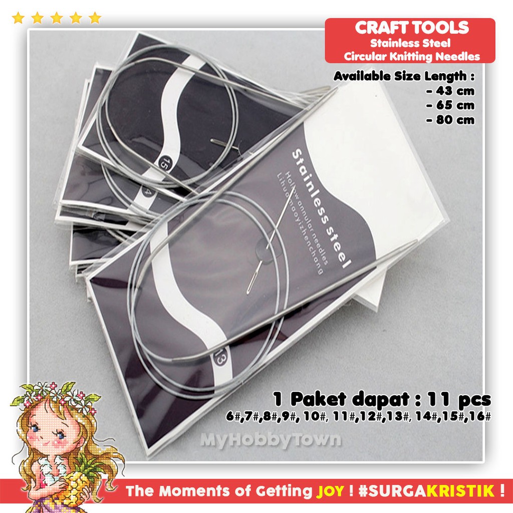 Set Isi 11 pcs Jarum Rajut Knit Circular Needle Stainless Steel