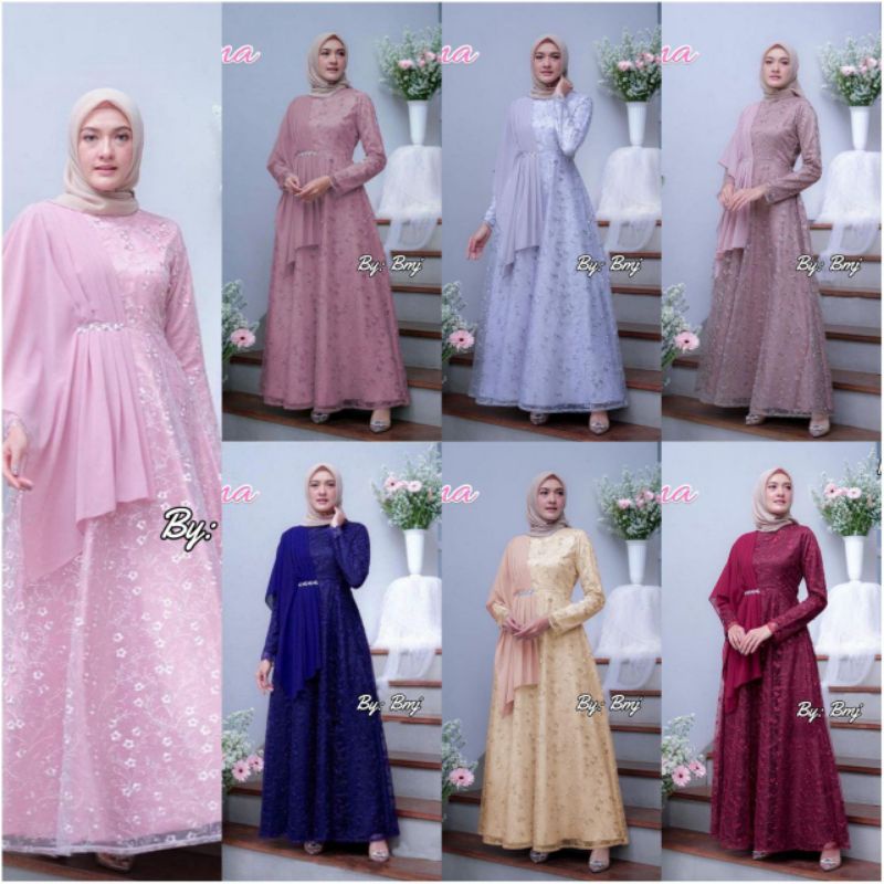 BISA COD ALEENA PARTY DRESS / ALEENA GAUN BROKAT TILE