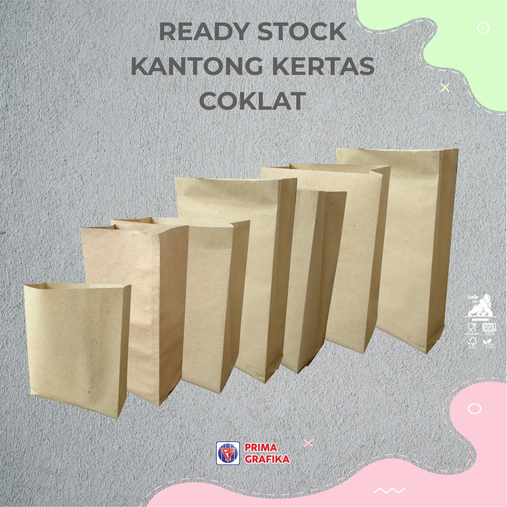 Jual Kantong Kertas Coklat Polos Untuk Aneka Makanan Paperbag