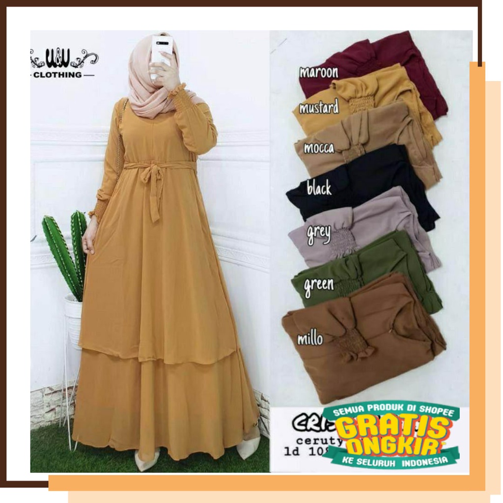 MUDAH TUA GELAP TERANG /  BAJU WANITA DELISHA MAXY GAMIS CERUTY BABYDOLL DRESS WANITA REMAJA POLOS I