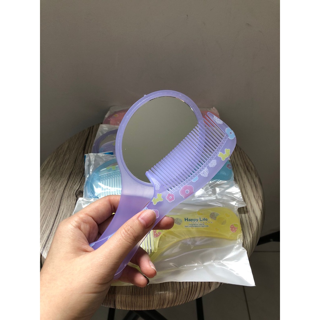 dailybar - Cermin Sisir Set KACA Sisir Gagang / Sisir Kaca GAGANG / KACA RIAS / CERMIN RIAS/ comb