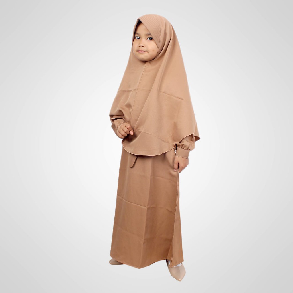 Salim Moslem Gamis Anak Syari Set Kerudung Besar Usia 1-10 Th Hitam-Navy-Ccoklat-Maroon-Pink-Putih