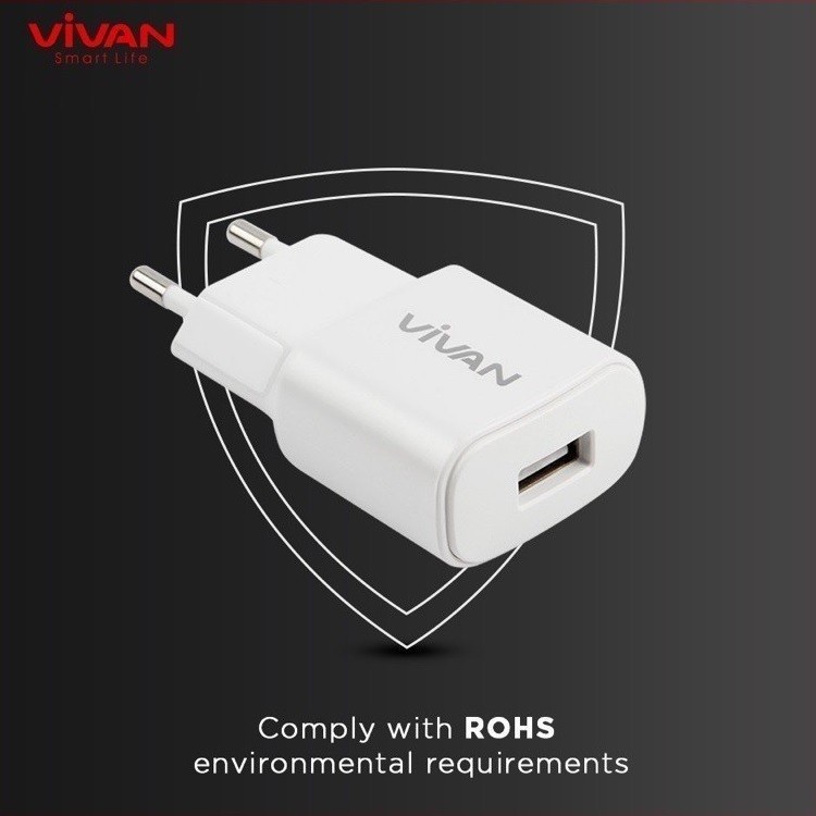 Charger vivan 2A Power Oval II Free Cable micro usb - Abu-abu