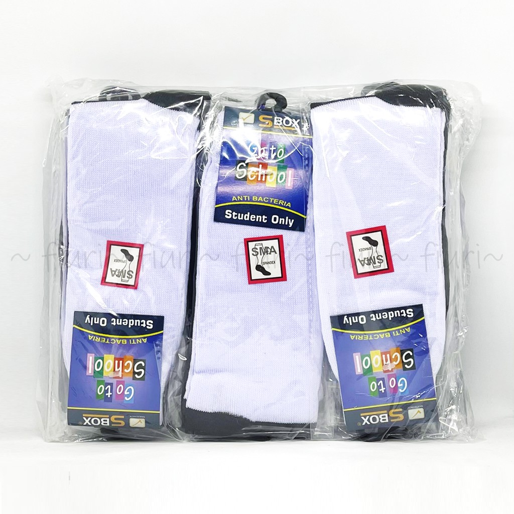 FIURI - 1 Lusin Kaos Kaki SMA PUTIH HITAM - KaosKaki Sekolah Anak SMK - Back To School - Kaus Kaki Spandex - Kaos Kaki Sekolah Murah Promo Diskon - KausKaki Kerja Kantor Pria Wanita - Kaos Kaki Laki-Laki Perempuan Unisex - Kaos Kaki Original Student Only