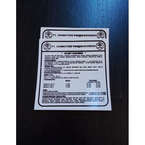 stiker running in vespa pts PS px hitam