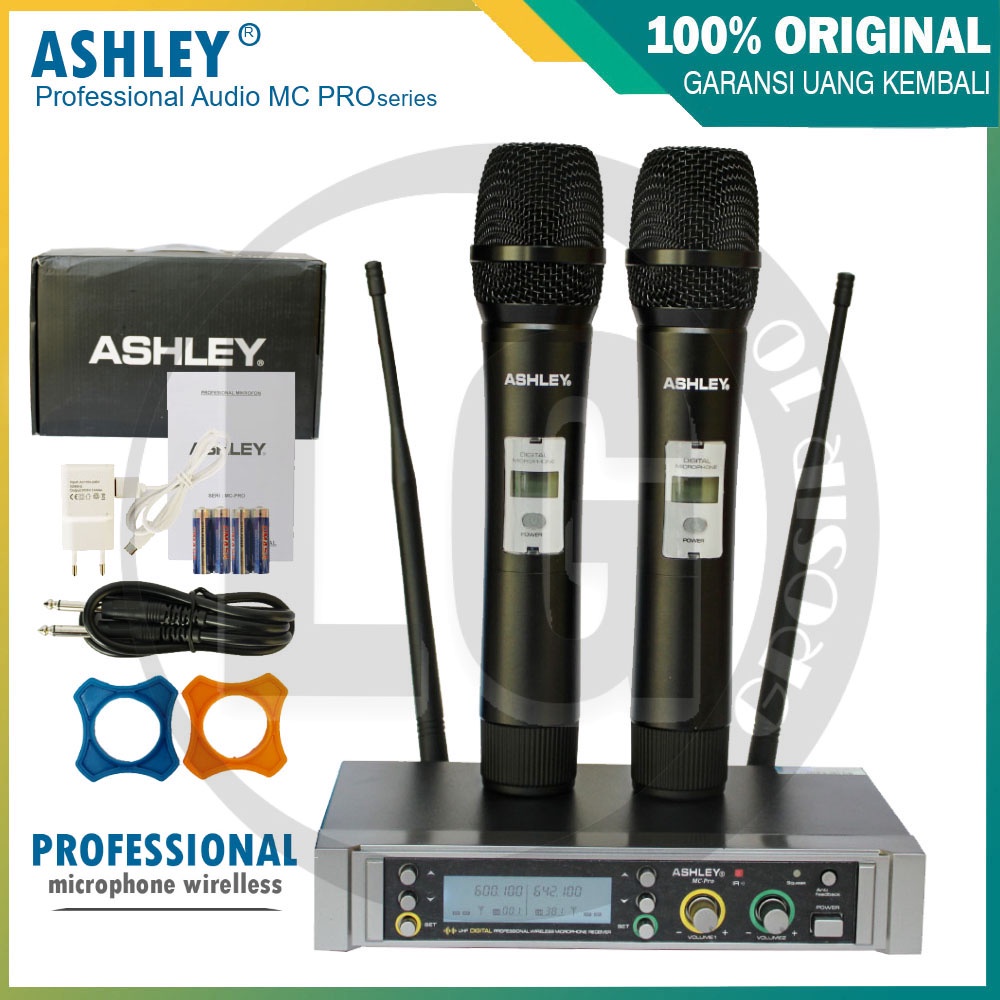 MIC ASHLEY MC-PRO SERIES 2 HANDHELD ORIGINAL / MICROPHONE WIRELESS ANTI FEEDBACK UHF MCPRO - HITAM