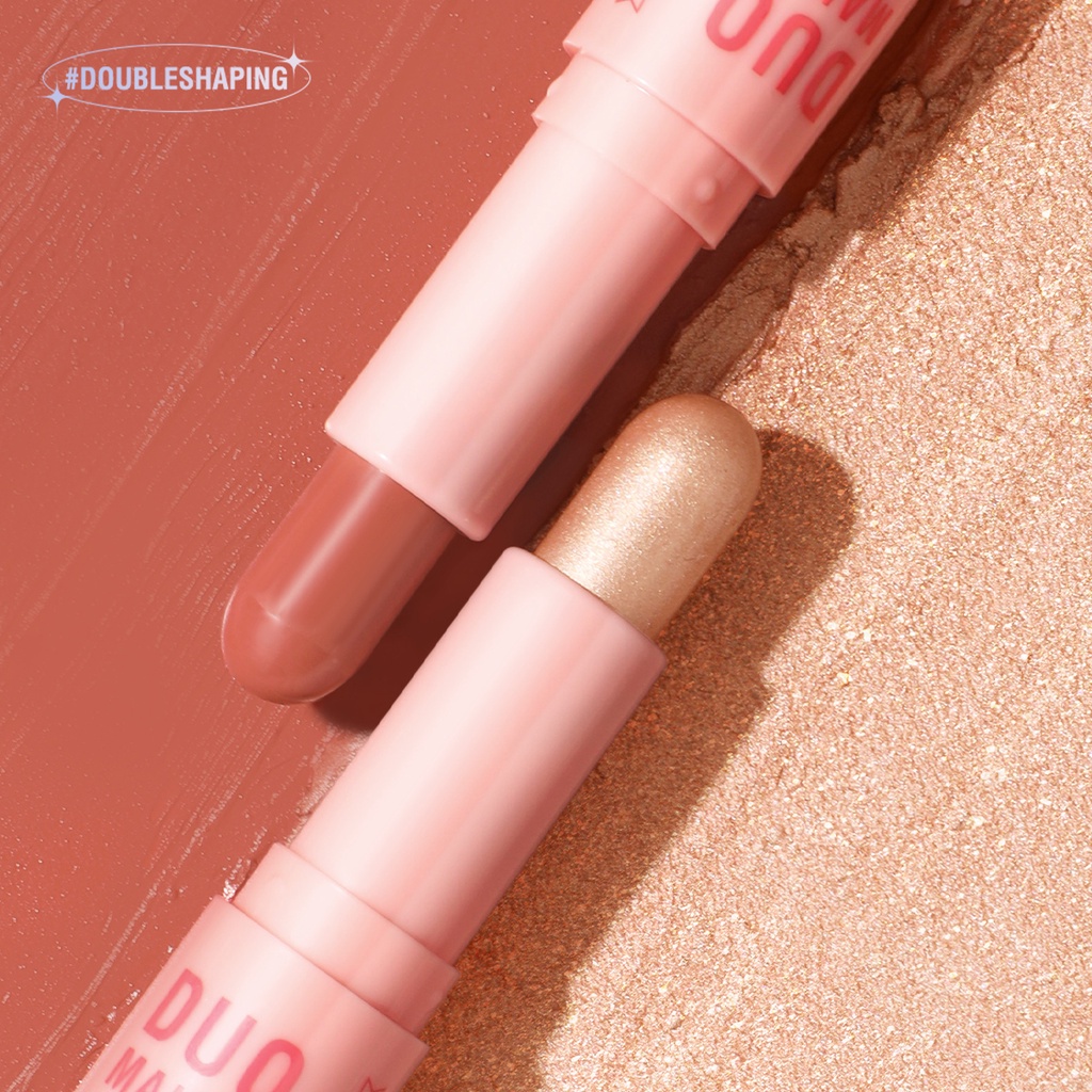 PINKFLASH Double-Shape Blush On Stick Blusher Face Makeup Stick Creamy Smooth PF-F21-B