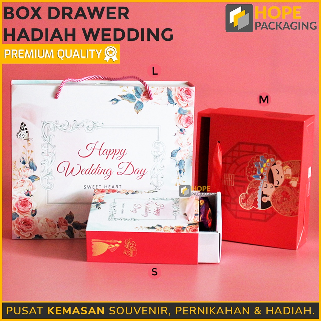 [3 pcs] Kotak Kemasan Box Drawer Merah Sangjit/Wedding / Paper Bag Tas Souvenir Cookies