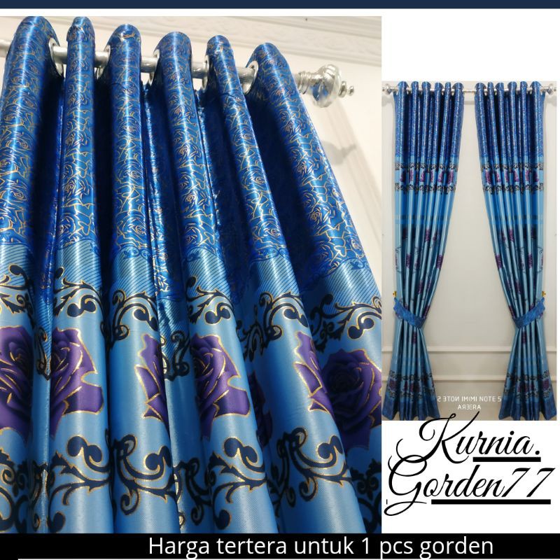 gorden/gorden jendela/hordeng jendela/goerden pintu gold frint motif mawar