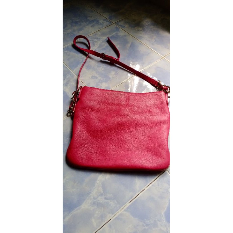 Tas preloved kulit K***e S***e warna pink fuschia