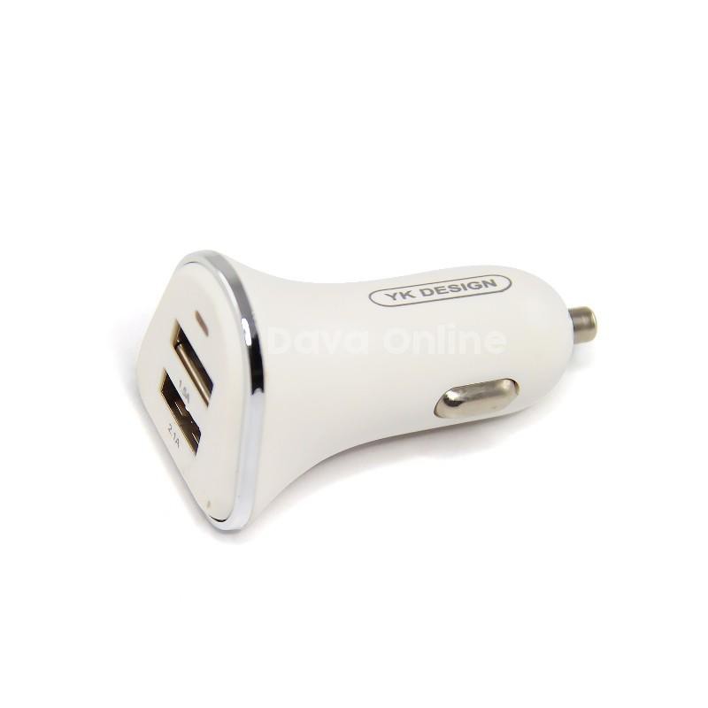 ADAPTOR CAR CHARGER MURAH SERI TERBARU YK 2U M15-ADAPTOR CAS MOBIL MURAH DESAIN TERBARU ISI 2 USB - TEKNO KITA