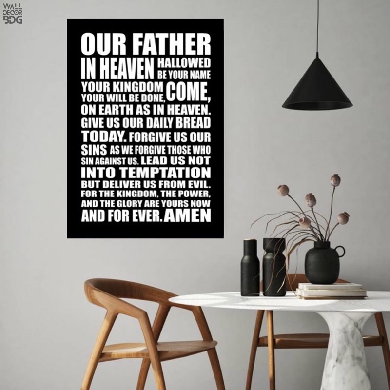 Hiasan Dinding Doa Bapa Kami Walldecor Kristen Poster Kayu Dekorasi Rohani
