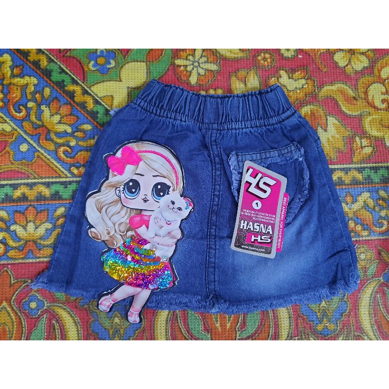  ROK  ANAK  PEREMPUAN LOL  LED 1 10 TAHUN BAHAN JEANS  ROK  