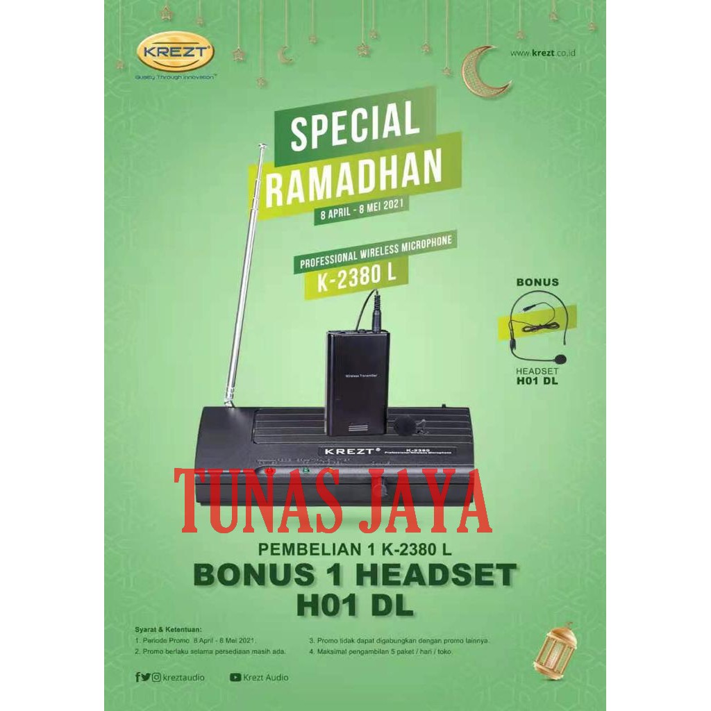 Krezt K 2380 L - Wireless mic clip on Single Special Ramadhan