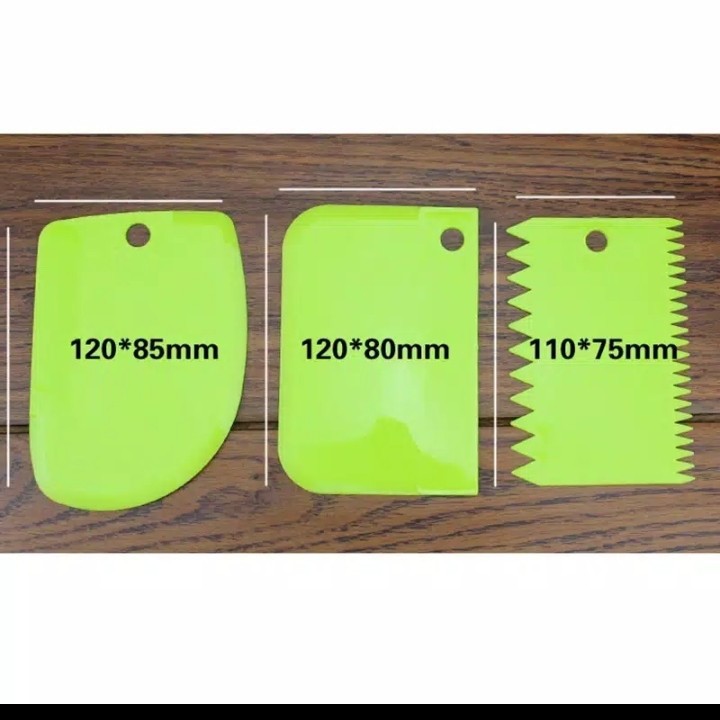 Scraper Set 3 pc Alat Pemotong Adonan Penghias Kue Buttercream Fondant