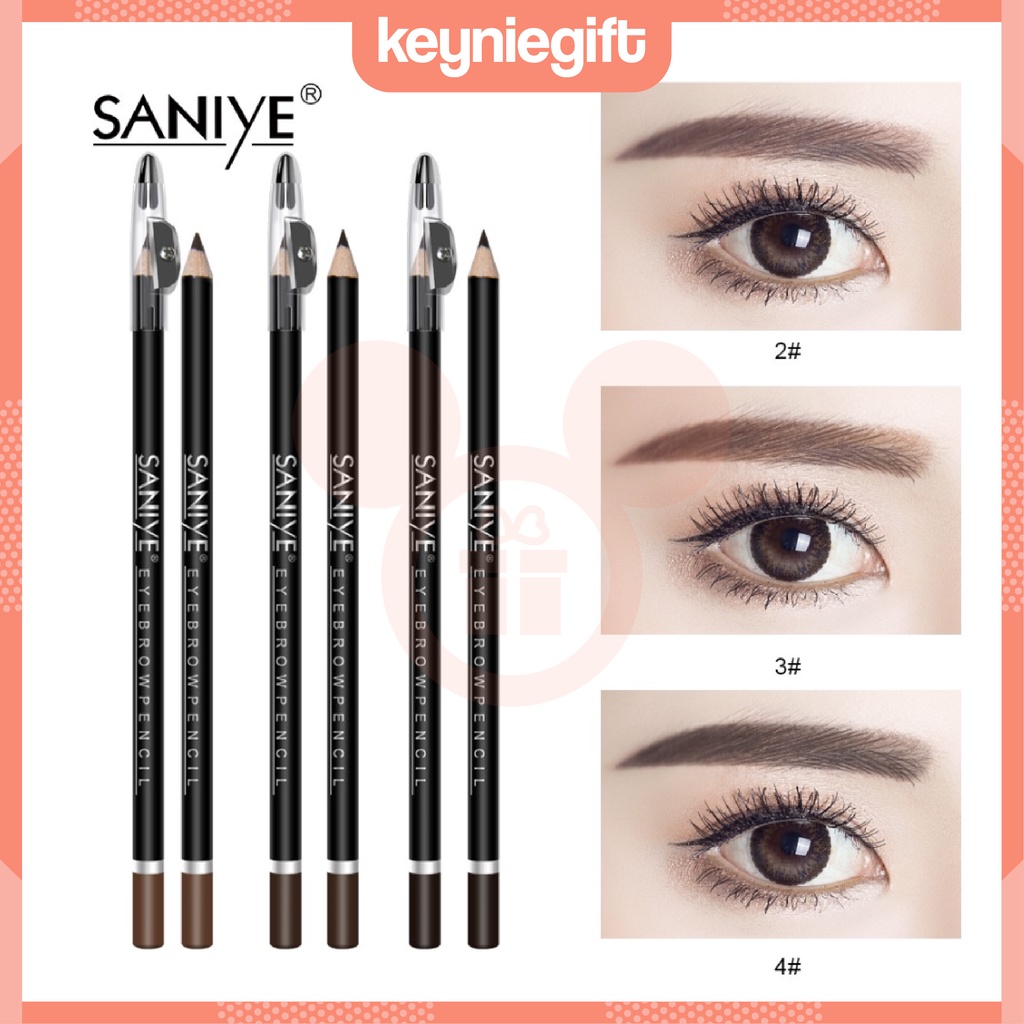 Saniye Eyebrow Pencil Waterproof Pensil Alis Serutan 3 Warna Anti Air Original SA007