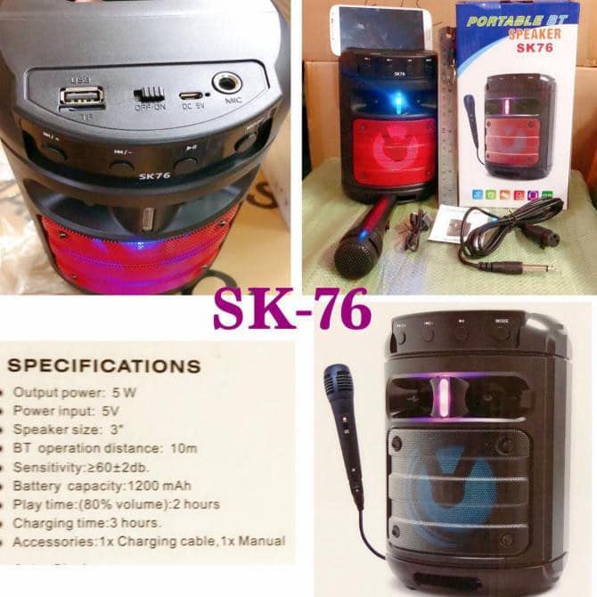 Speaker Buletooth Karaoke SK-76 Bonus Microphone