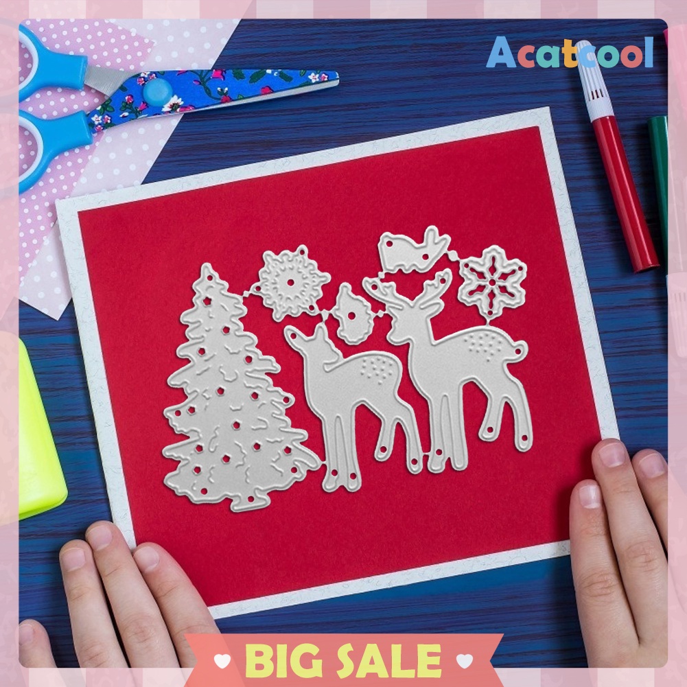 Christmas Tree Elk Cut Die DIY Scrapbooking Embossing Paper Card Stencils