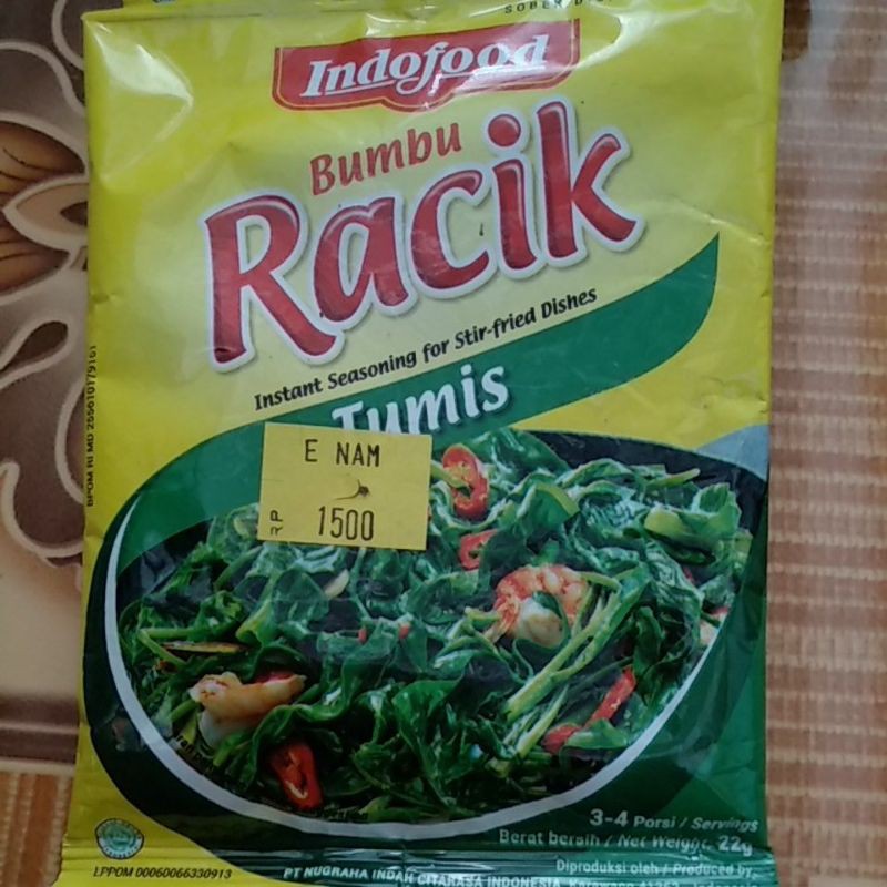

bumbu racik tumis Indofood 3-4porsi 22grm