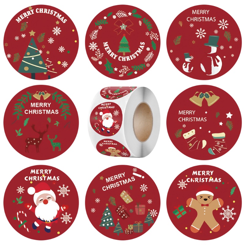 500pcs Stiker Label Motif Santa Claus Untuk Dekorasi Natal