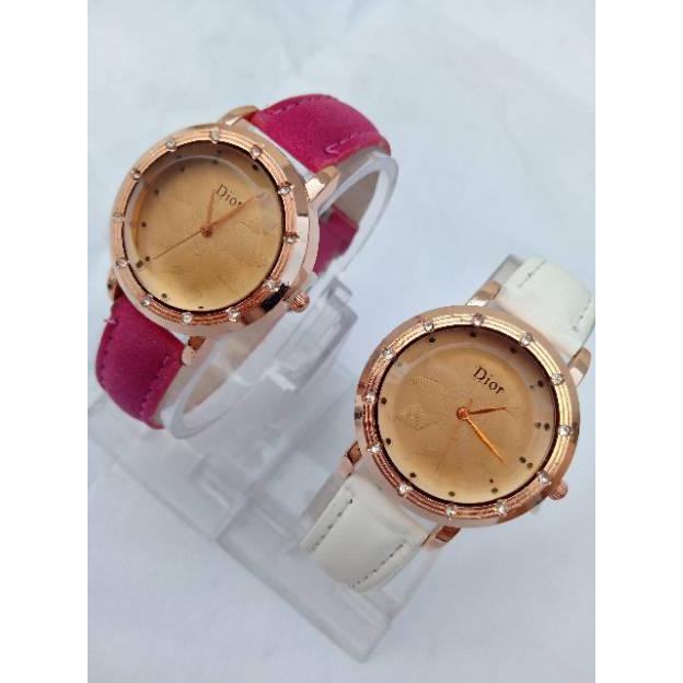Jam tangan wanita Dior kulit plat bunga mekar Terbaru