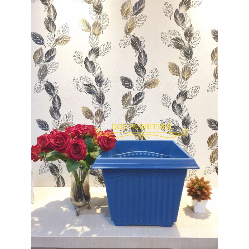 Pot Bunga Kotak Persegi Petak Besar Jumbo Plastik Murah Diameter 39 cm (3 WARNA)