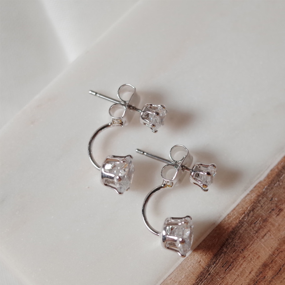 Anting Stud Zircon Berlian Imitasi Bahan S925 Silver Needle Aneka Warna Gaya Korea Untuk Wanita