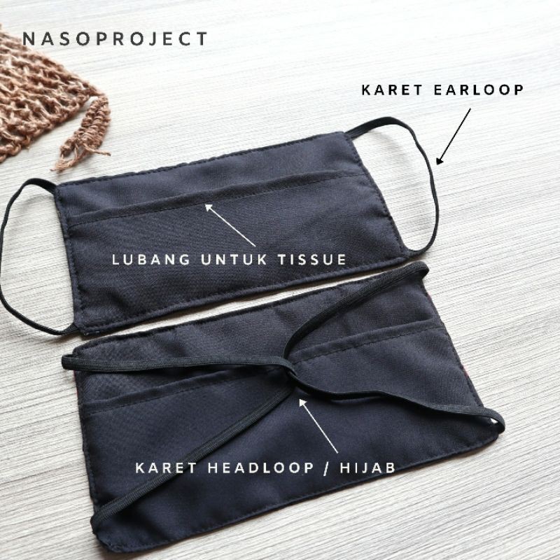 Masker Kain Tenun Etnik Batik Earloop Headloop Hijab