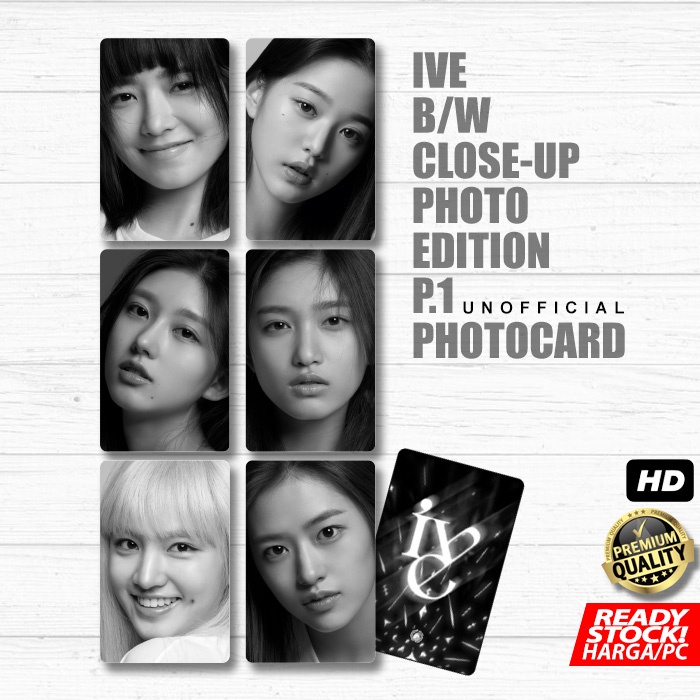 Photocard IVE B/W Close-Up Vintage Style PT1 Kartu Koleksi KPOP Photo Card