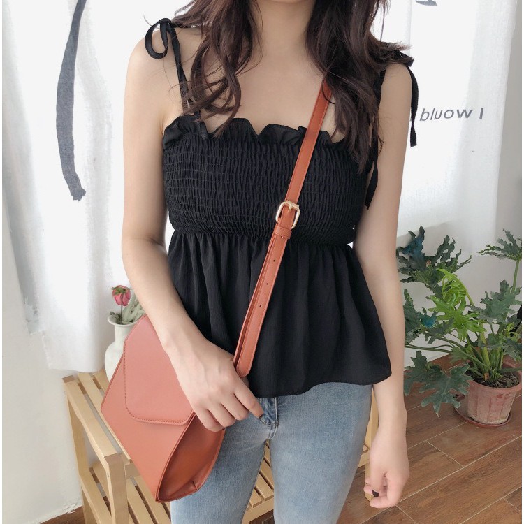 Korean Wrinkle Tank Top Atasan Wanita Tanpa Lengan 1211 (S - XL)