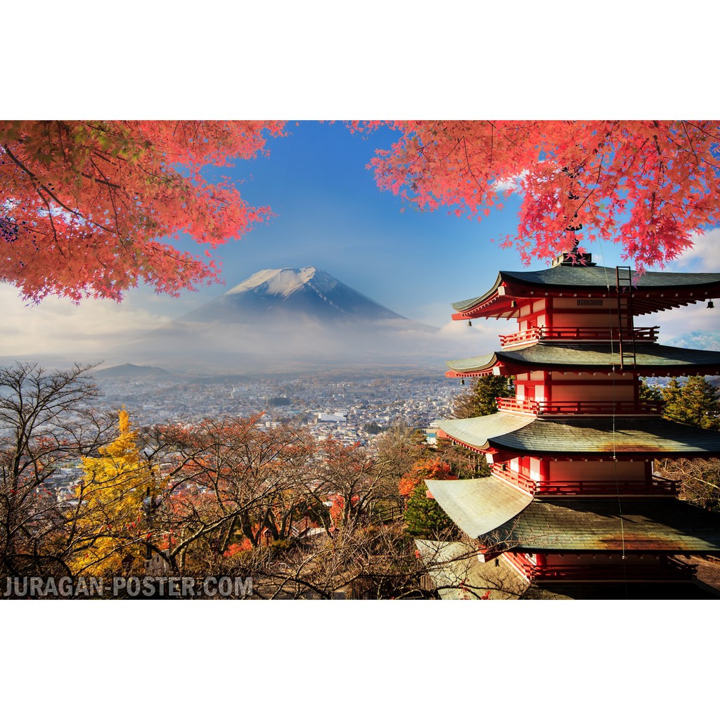 Hiasan Dinding Poster Pemandangan Alam Gunung Fujiyama Jepang 05