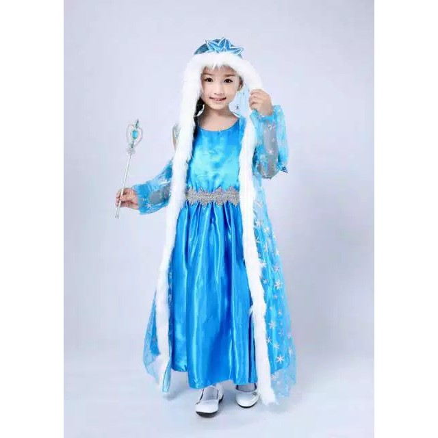 TBI Kostum Frozen 3 in 1 Gaun Beku Elsa Anna Disney Dress Princess Cosplay