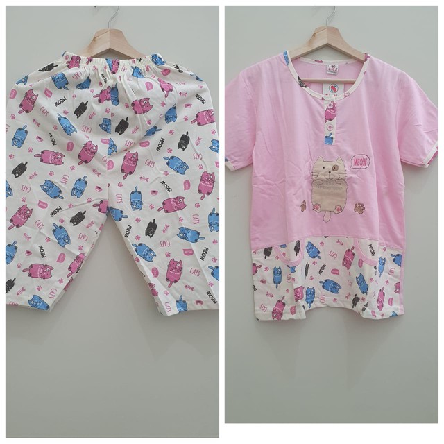 Baju tidur setelan Sie Lie dewasa warna muda model 2