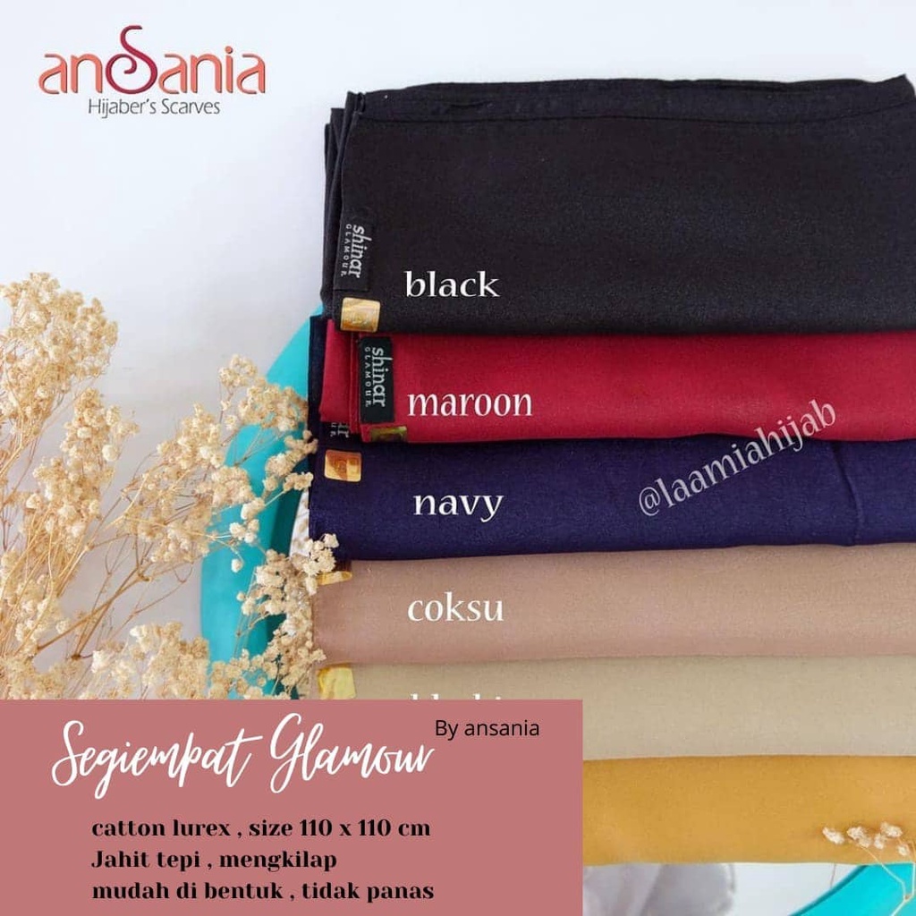 kerudung hijab / jilbab segi empat SHINAR GLAMOUR glitter glowing ansania dan azara original bahan m