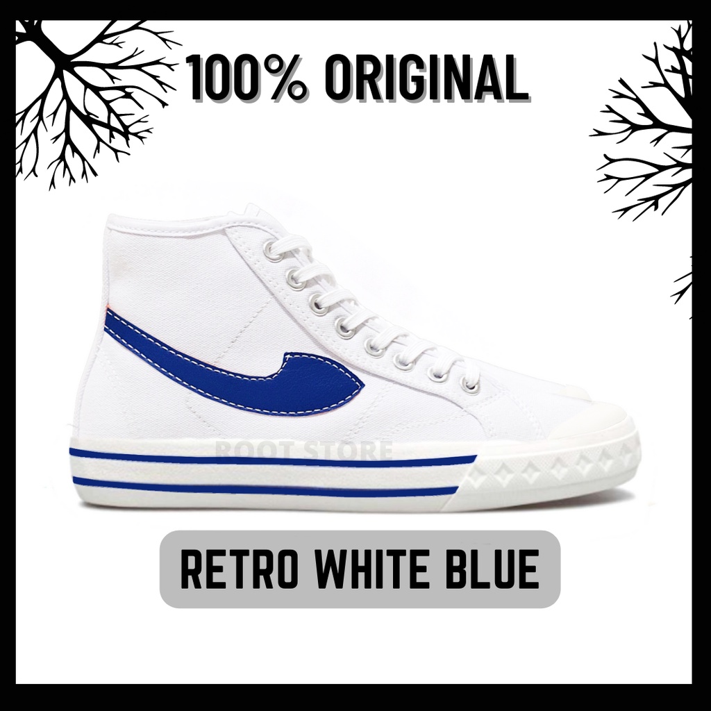 100% Original Sepatu Lokal Casual White Blue Hi | Not Compass Retrograde High