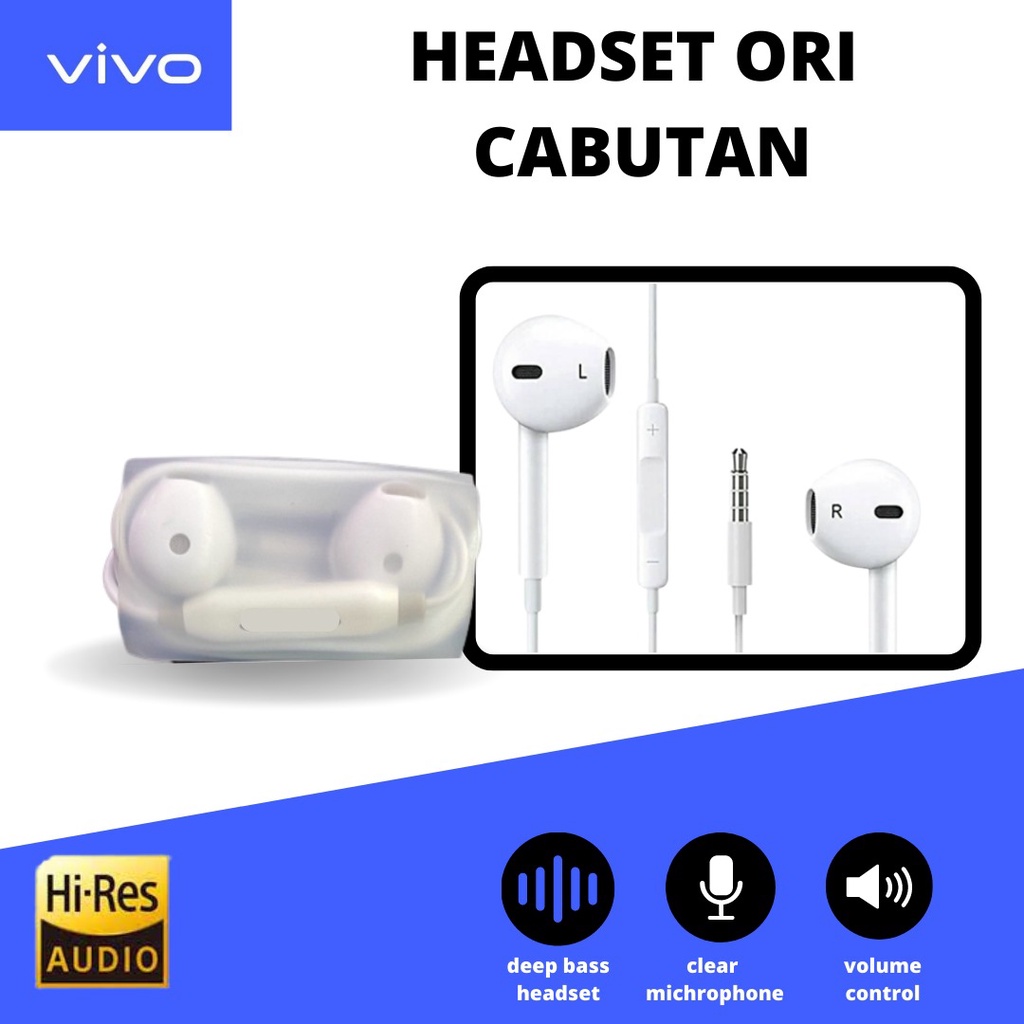 HEADSET / HANDSFREE ORI CABUTAN VIVO + MIC bisa di buat pakai semua tipe hp