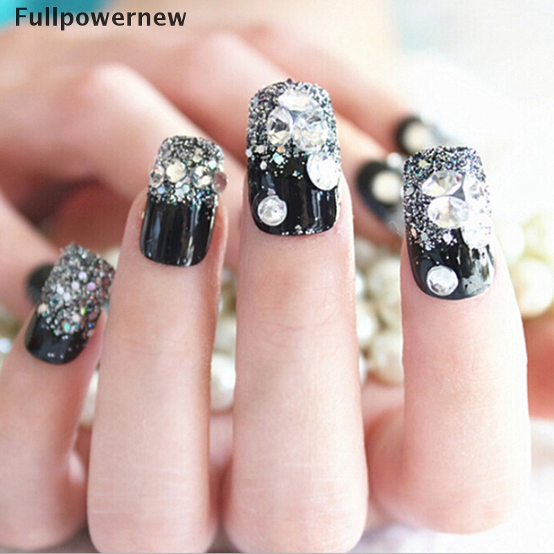 [FULL] 24 Pcs Black Acrylic Fake Finger Nails Full Cover Fake False Nail Art Tips Diy