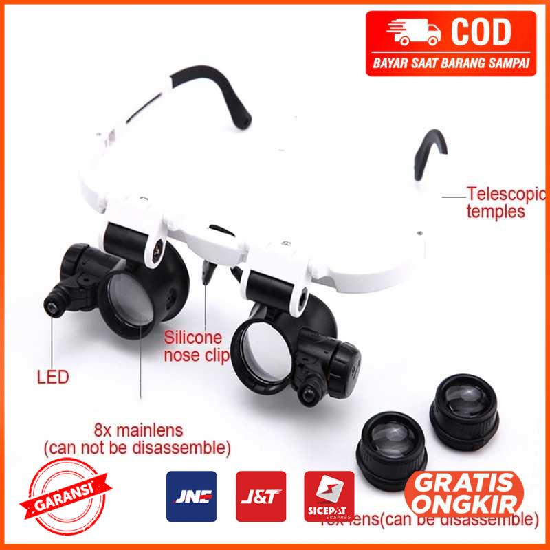 Kacamata Pembesar 23x Magnifier dengan 2 LED - 9892H