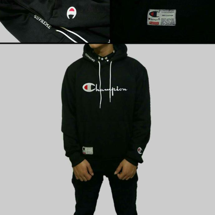 PROMO jaket sweater hoodie pria supreme x champion LARIS
