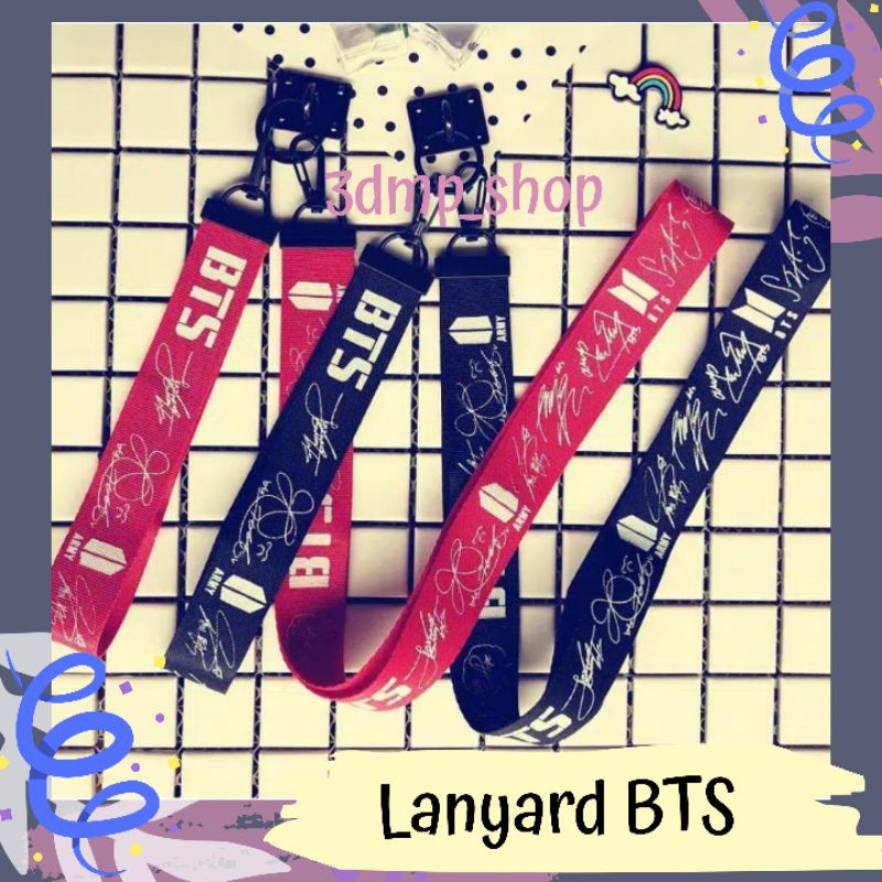 Lanyard Panjang Keyring gantungan Signed BTS