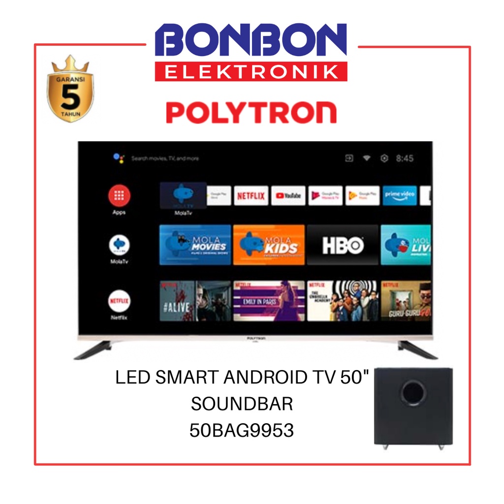 Polytron LED TV 50 Inch PLD 50BUG9959 / 50BAG9953 (NEW) Smart Android Soundbar