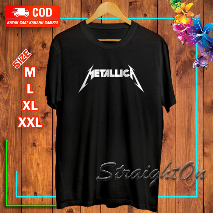 Kaos Baju Gambar Logo Kata Band Musik Metal Rock Metallica Distro Premium Oversize Pria Wanita Murah