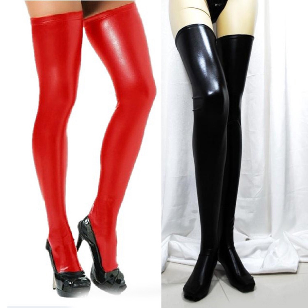 thigh high wet look boots