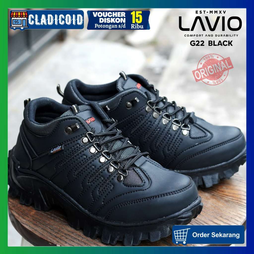 SEPATU SAFETY PRIA UJUNG BESI BOOTS PENDEK KERJA LAPANGAN PROYEK TOURING SEFTY LAVIO G22 ORIGINAL